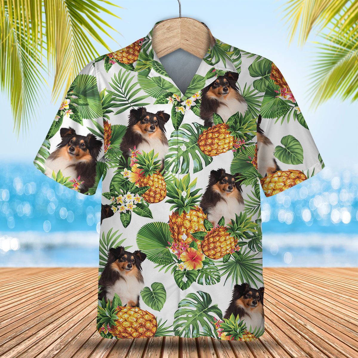 Shetland Sheepdog - Tropical Pattern Hawaiian Shirt