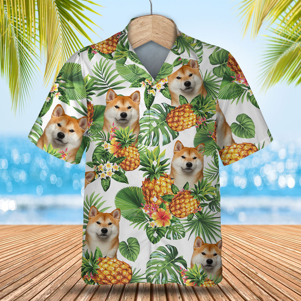 Shiba Inu - Tropical Pattern Hawaiian Shirt