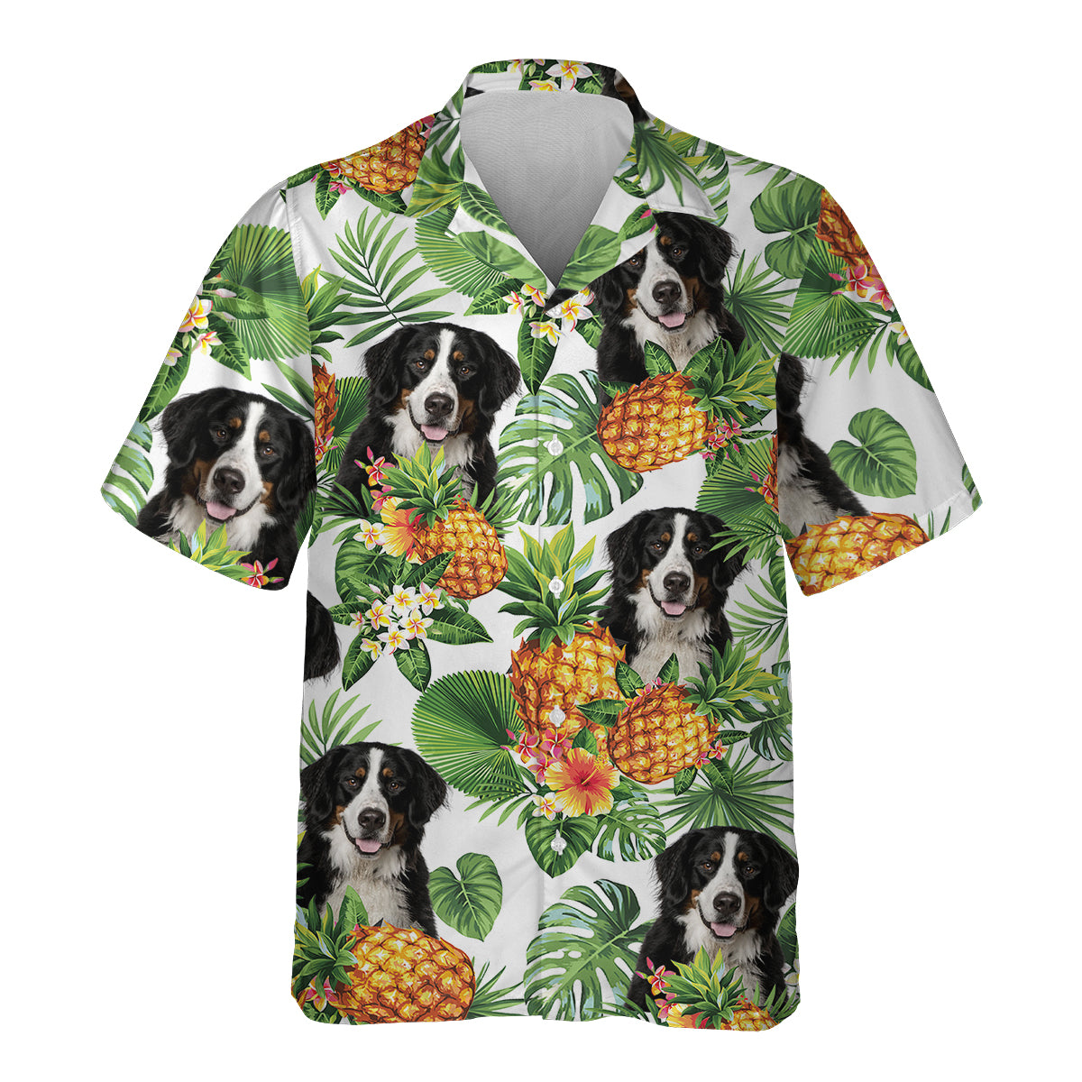 Bernese Mountain Dog - Tropical Pattern Hawaiian Shirt