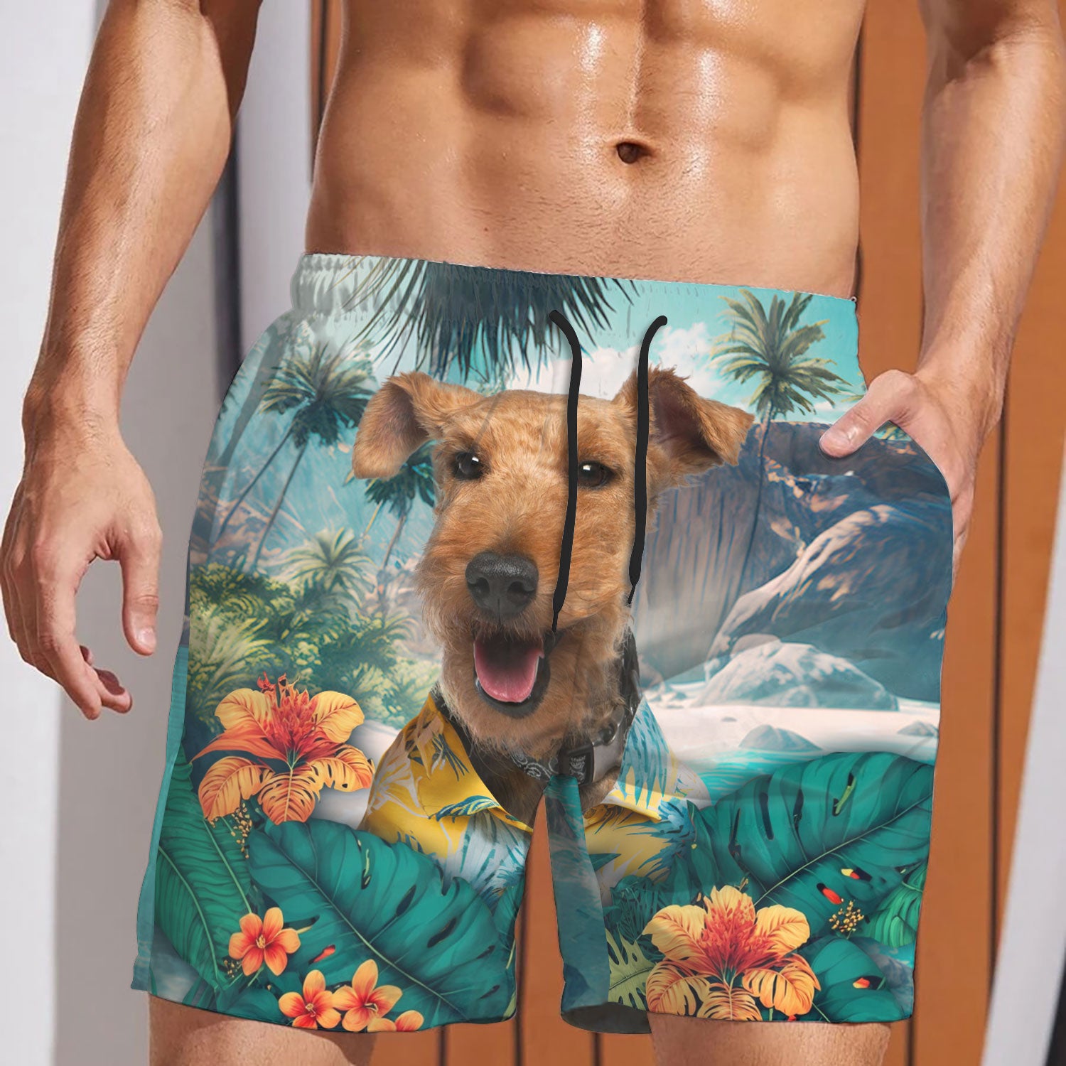 Airedale Terrier - 3D Men's Beach Short