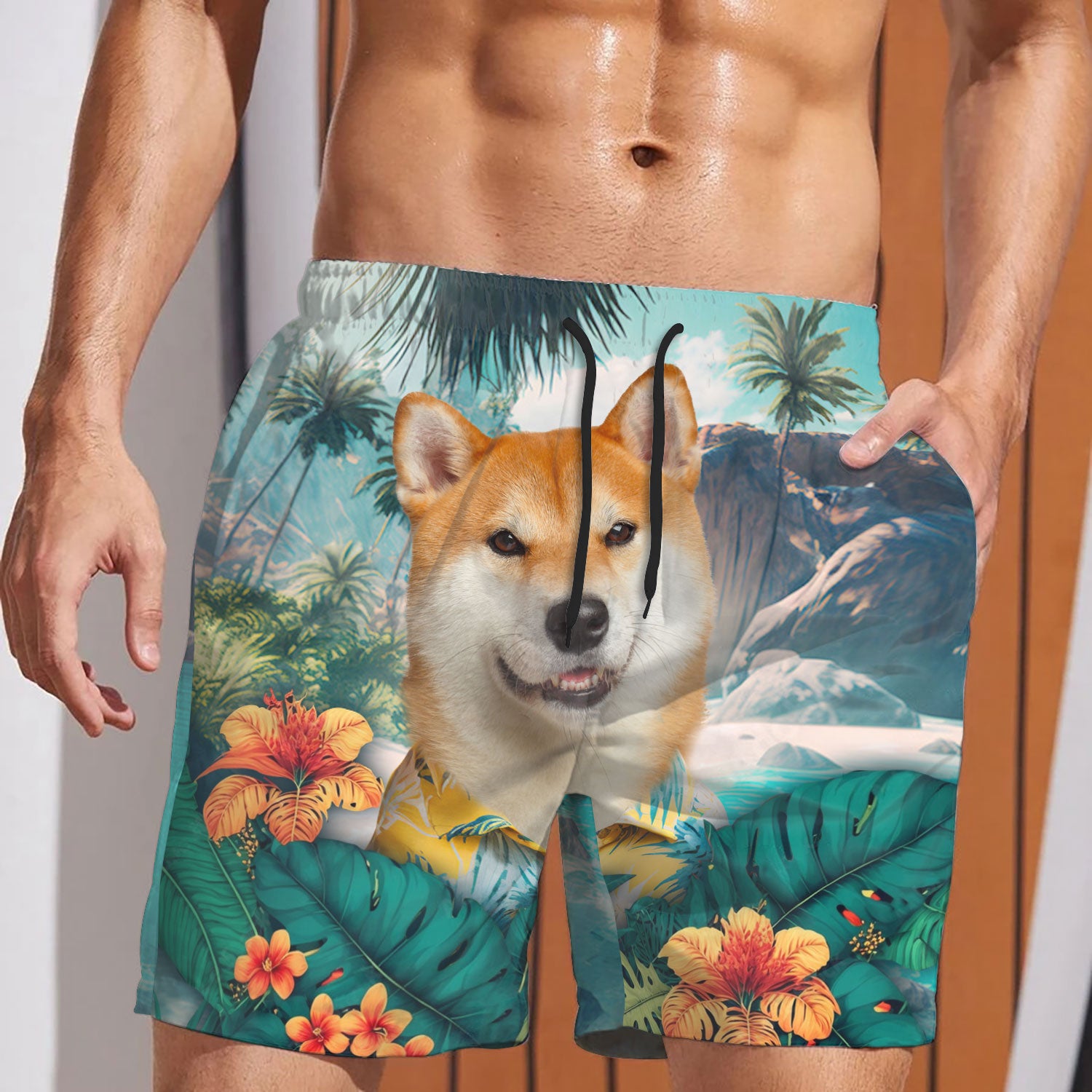Akita Inu - 3D Men's Beach Short