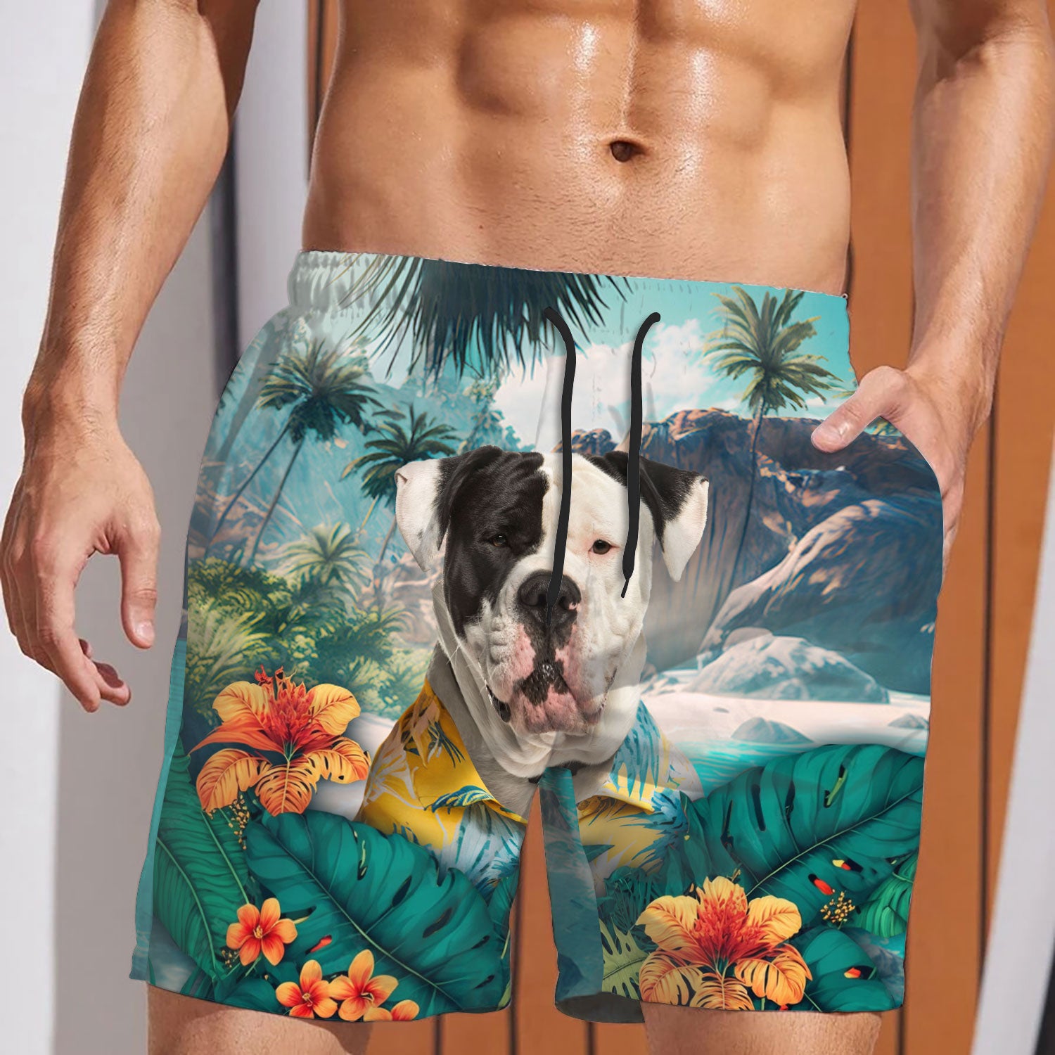 American Bulldog - 3D Men's Beach Short