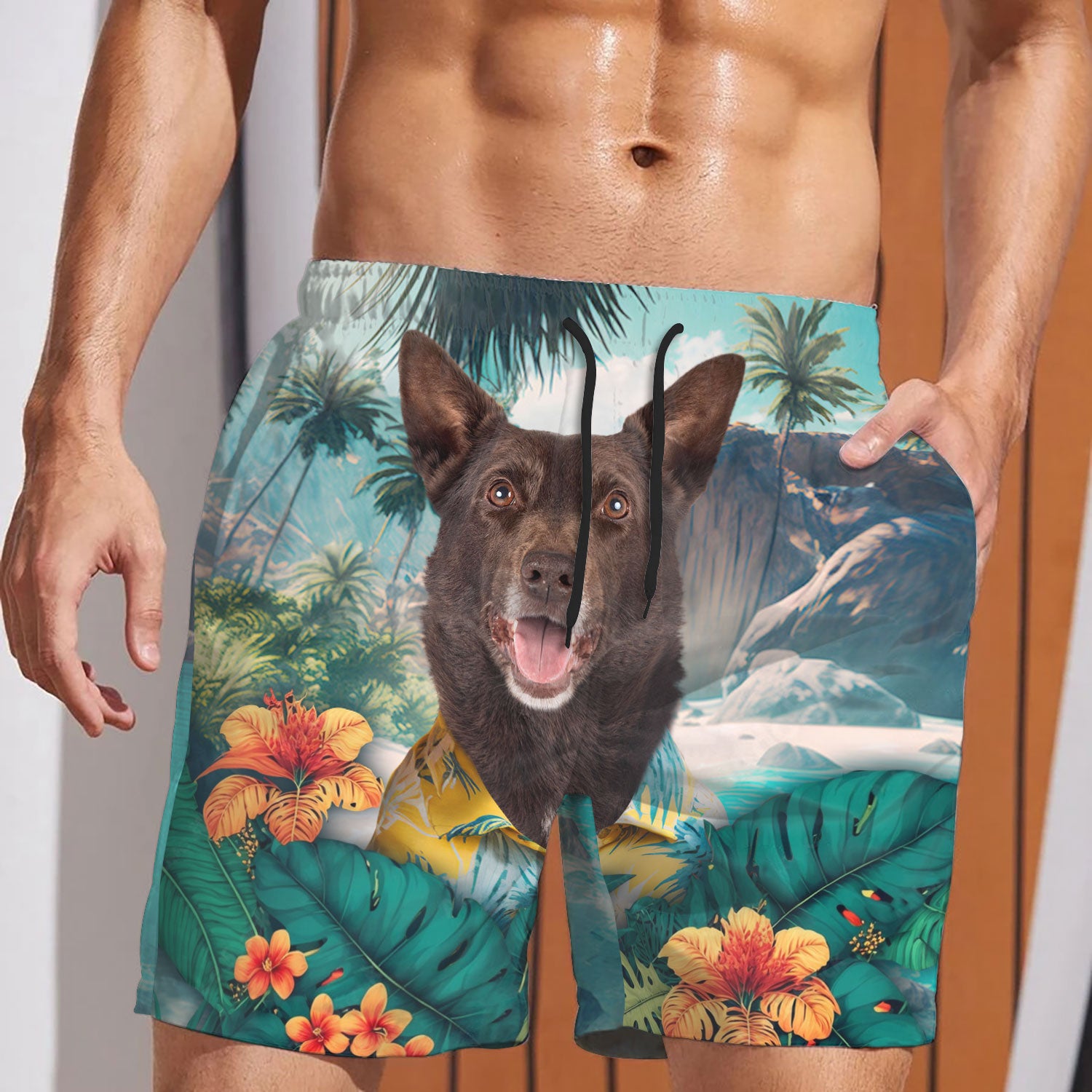 Australian Kelpie - 3D Men's Beach Short