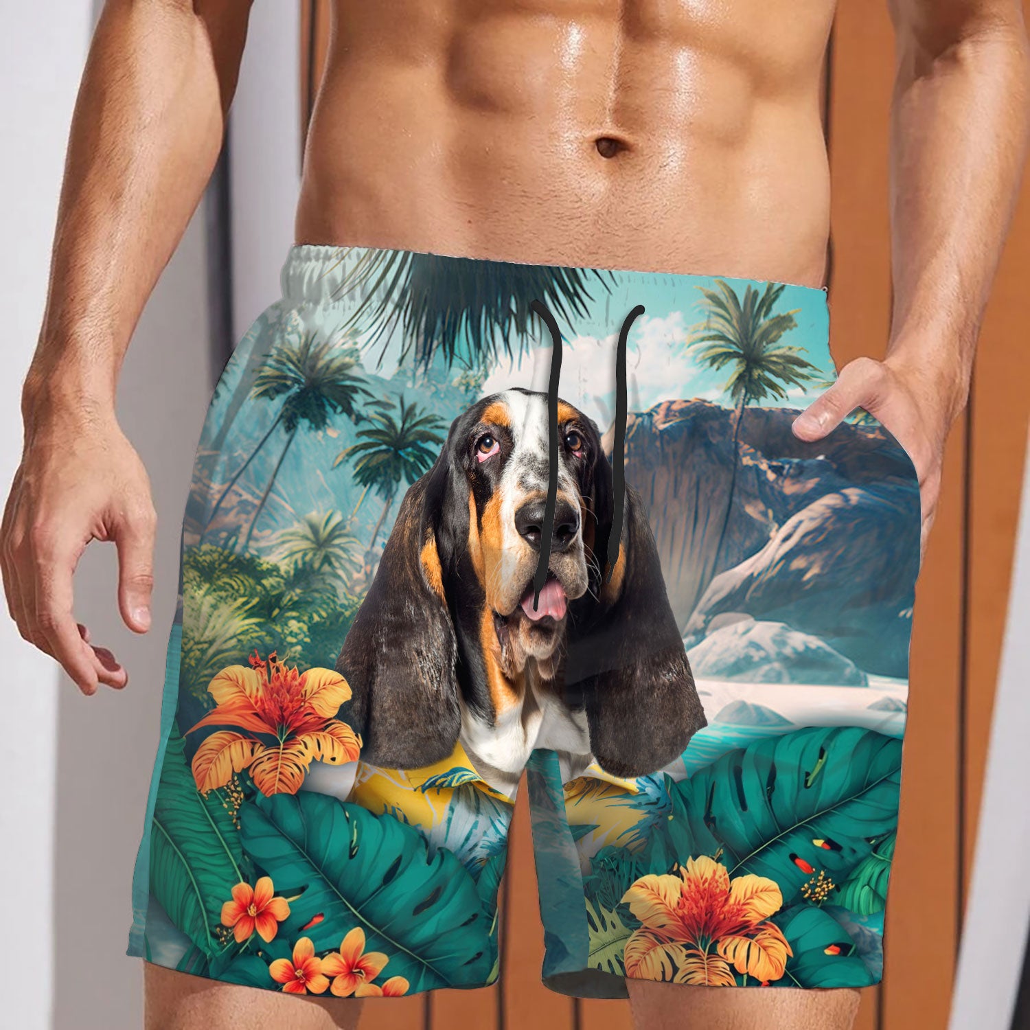 Basset Hound - 3D Men's Beach Short