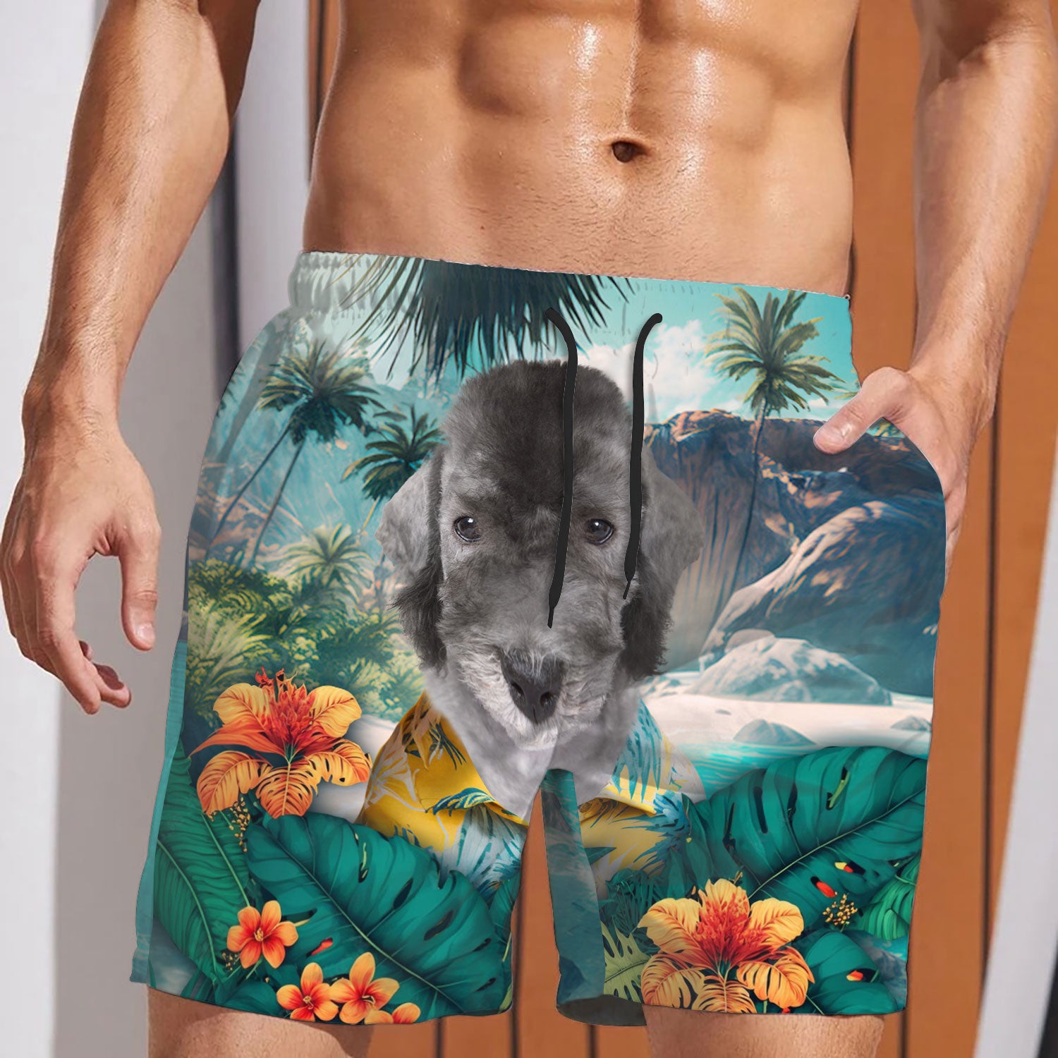Bedlington Terrier - 3D Men's Beach Short