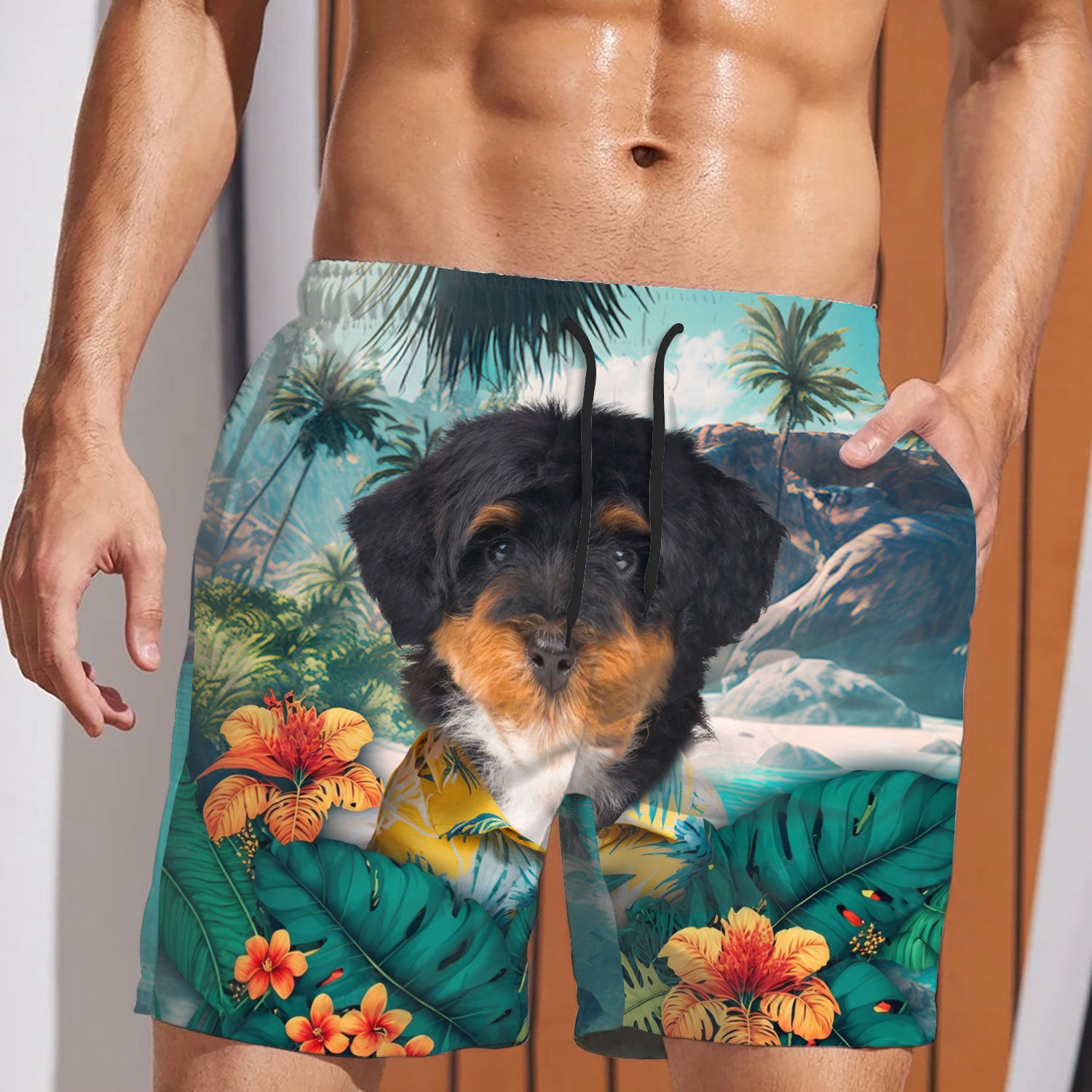 Bernedoodle - 3D Men's Beach Short