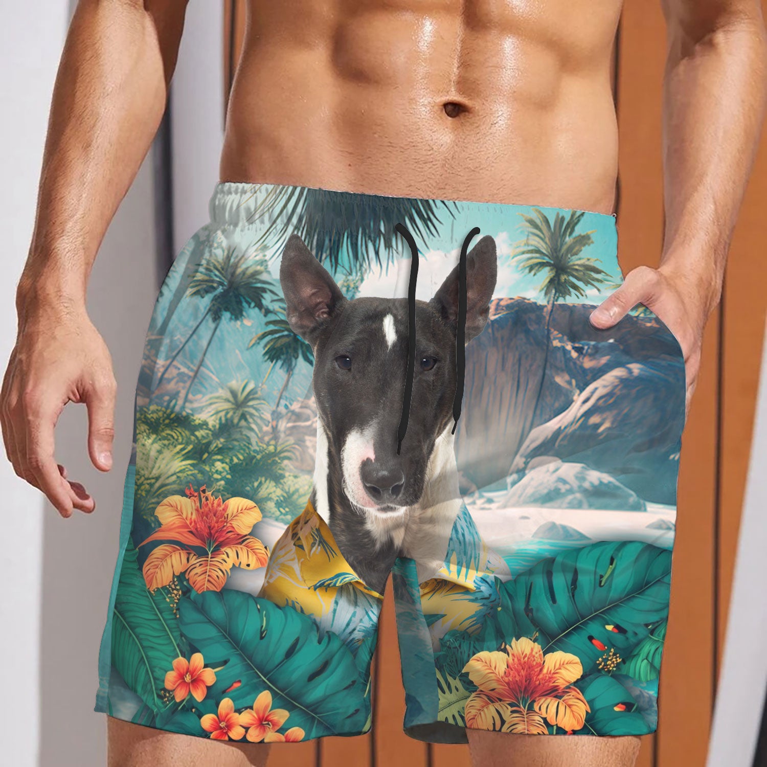 Bull Terrier - 3D Men's Beach Short