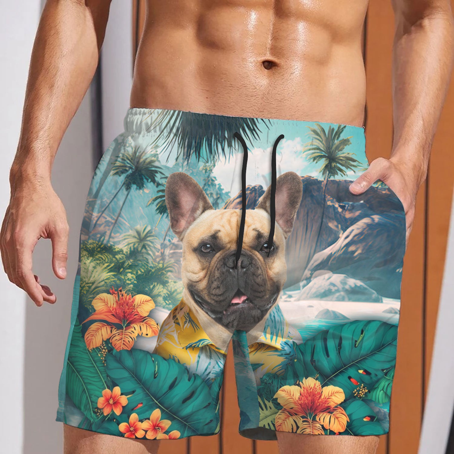 French Bulldog - 3D Men's Beach Short