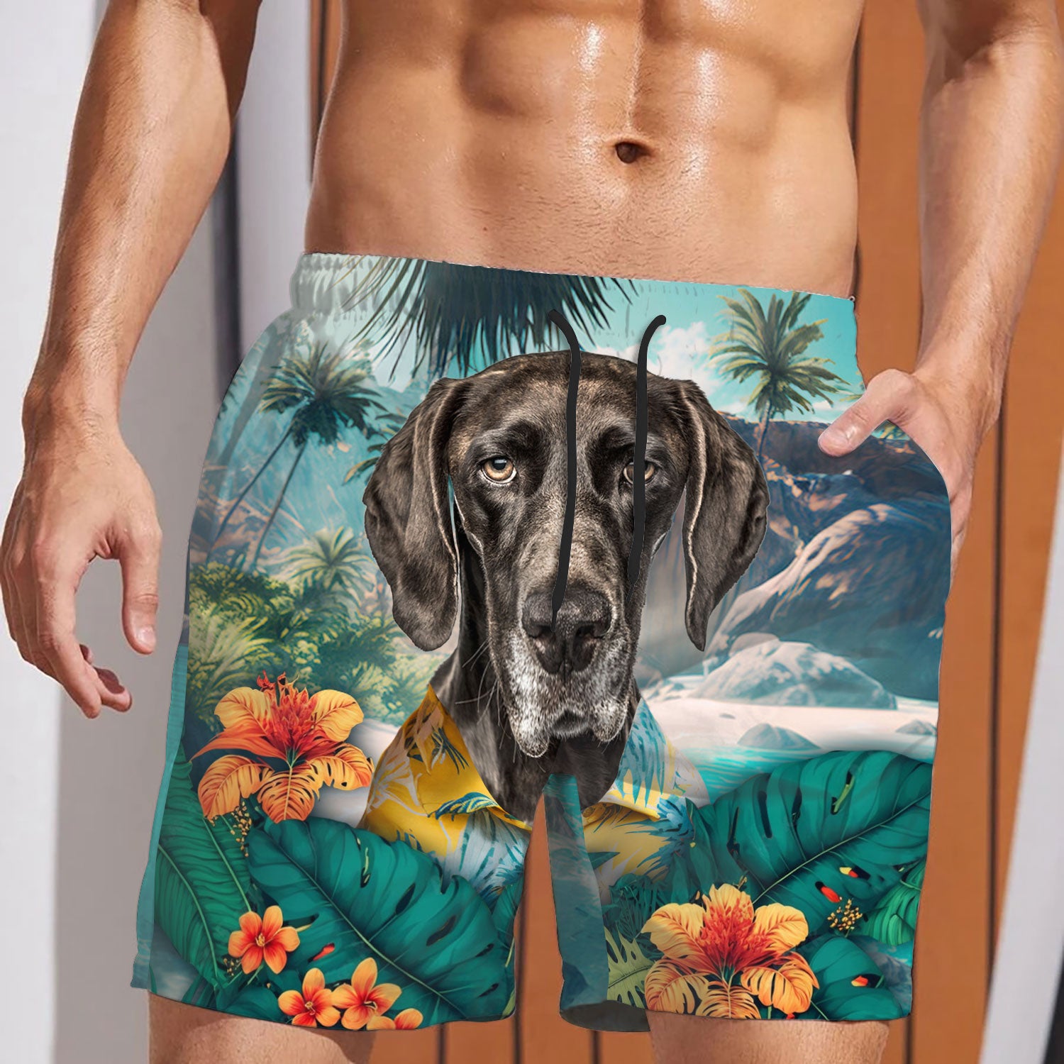 German Shorthaired Pointer - 3D Men's Beach Short