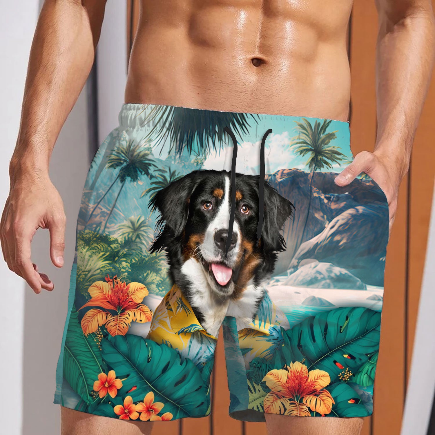 Greater Swiss Mountain Dog - 3D Men's Beach Short