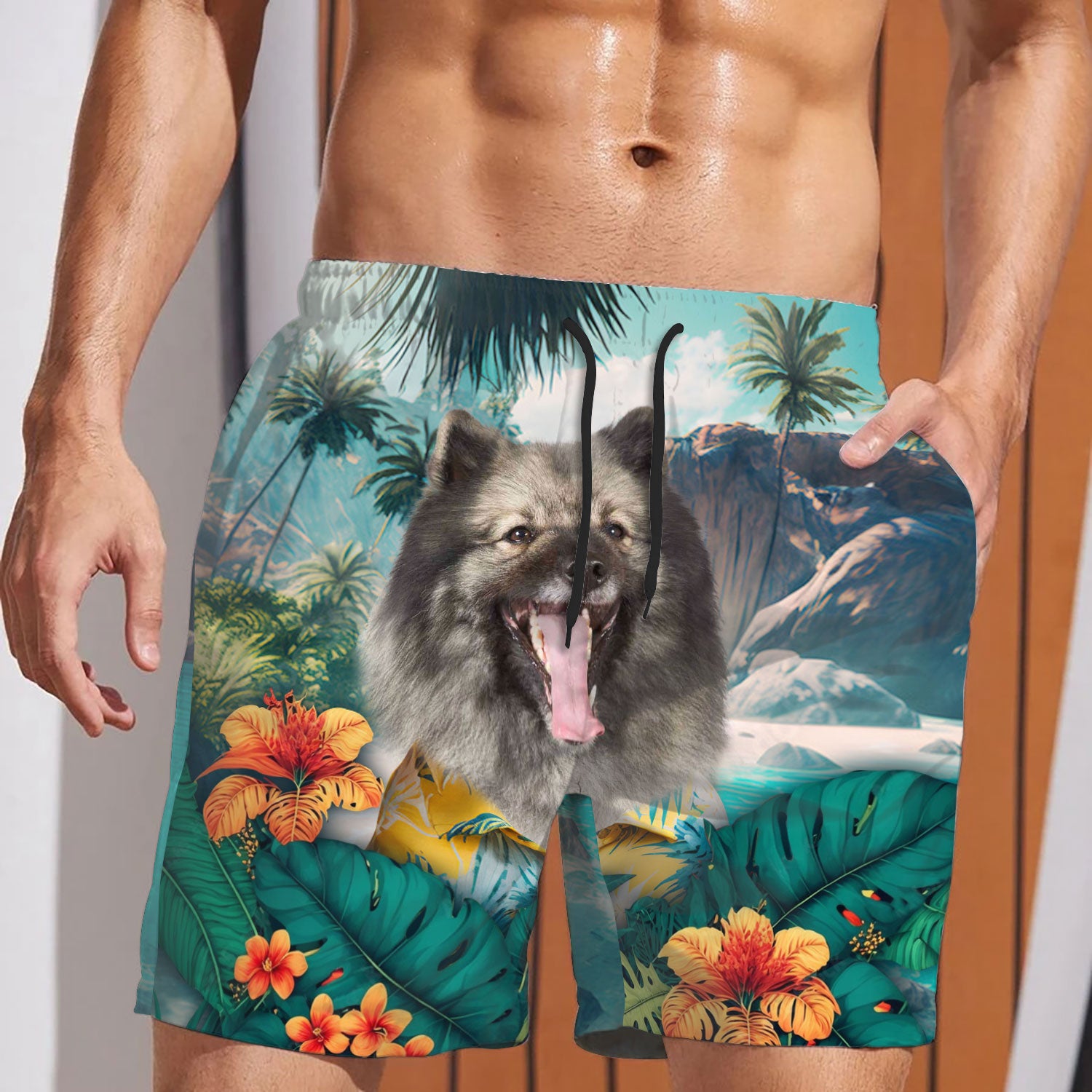 Keeshond - 3D Men's Beach Short