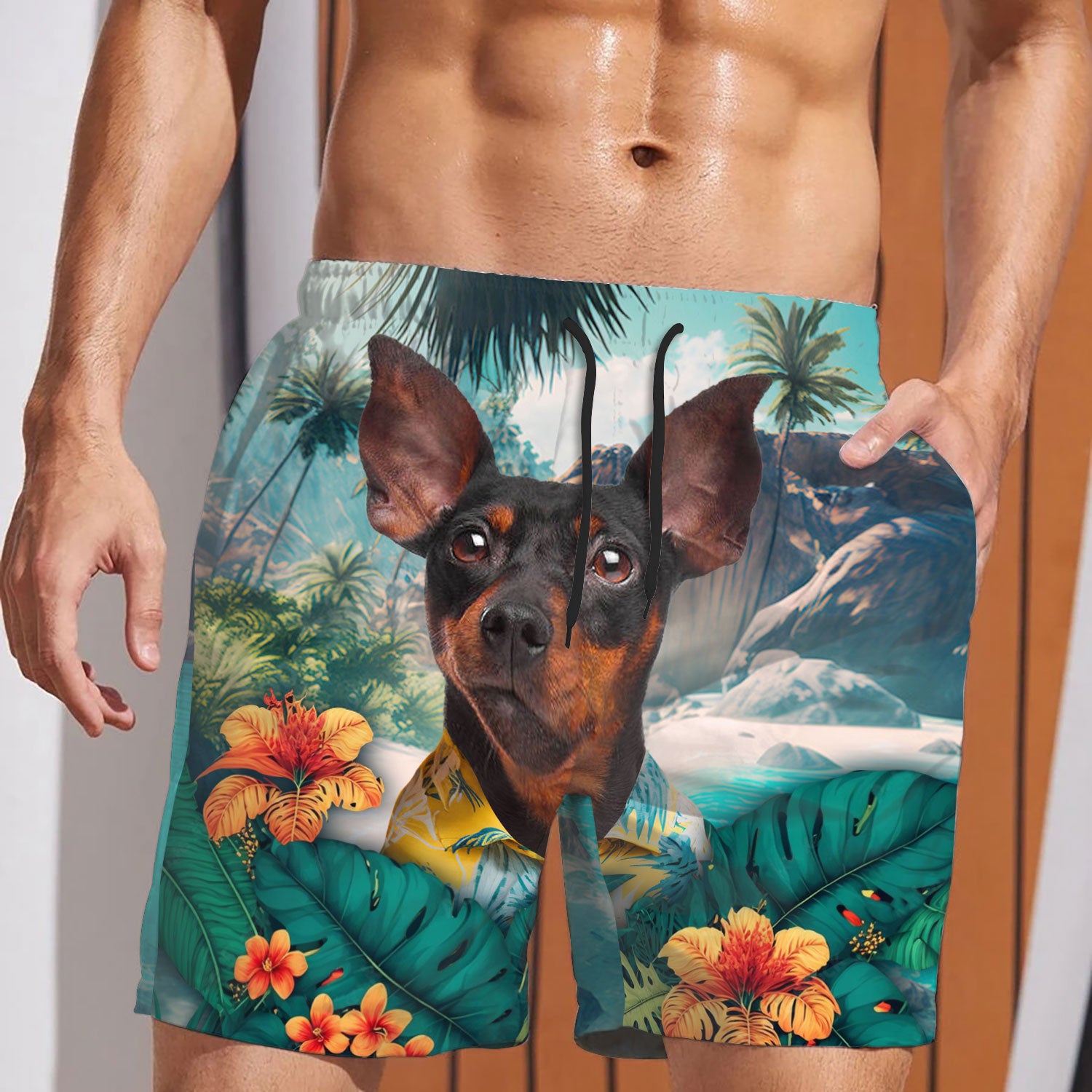 Pinscher - 3D Men's Beach Short