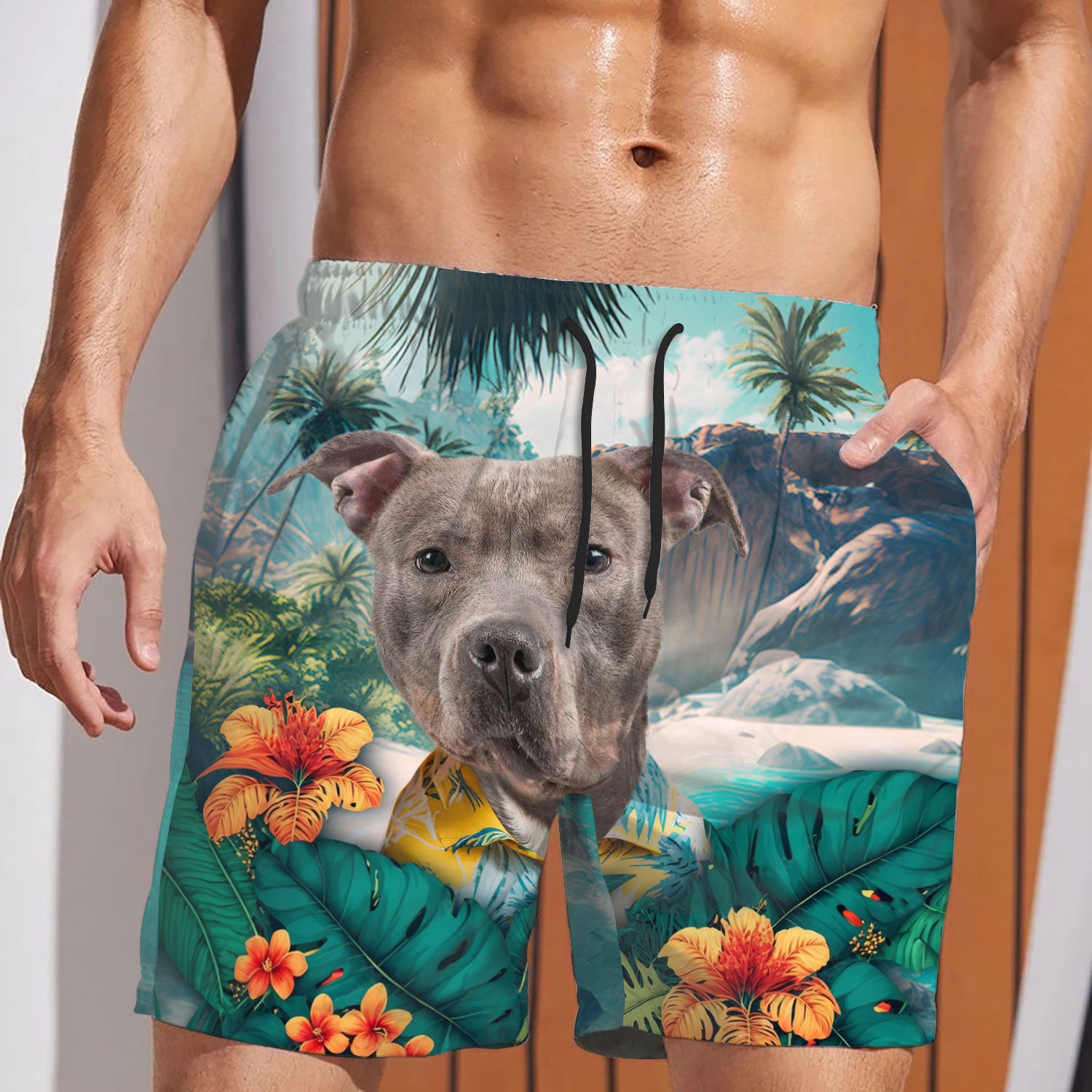 Pitbull - 3D Men's Beach Short