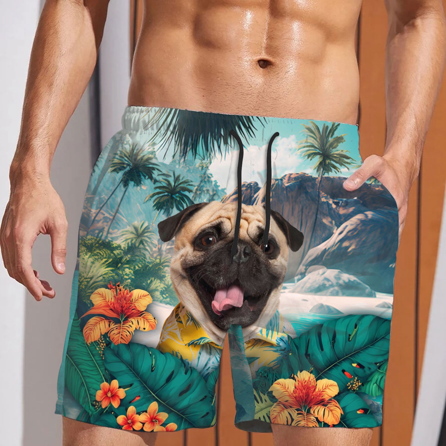 Pug - 3D Men's Beach Short