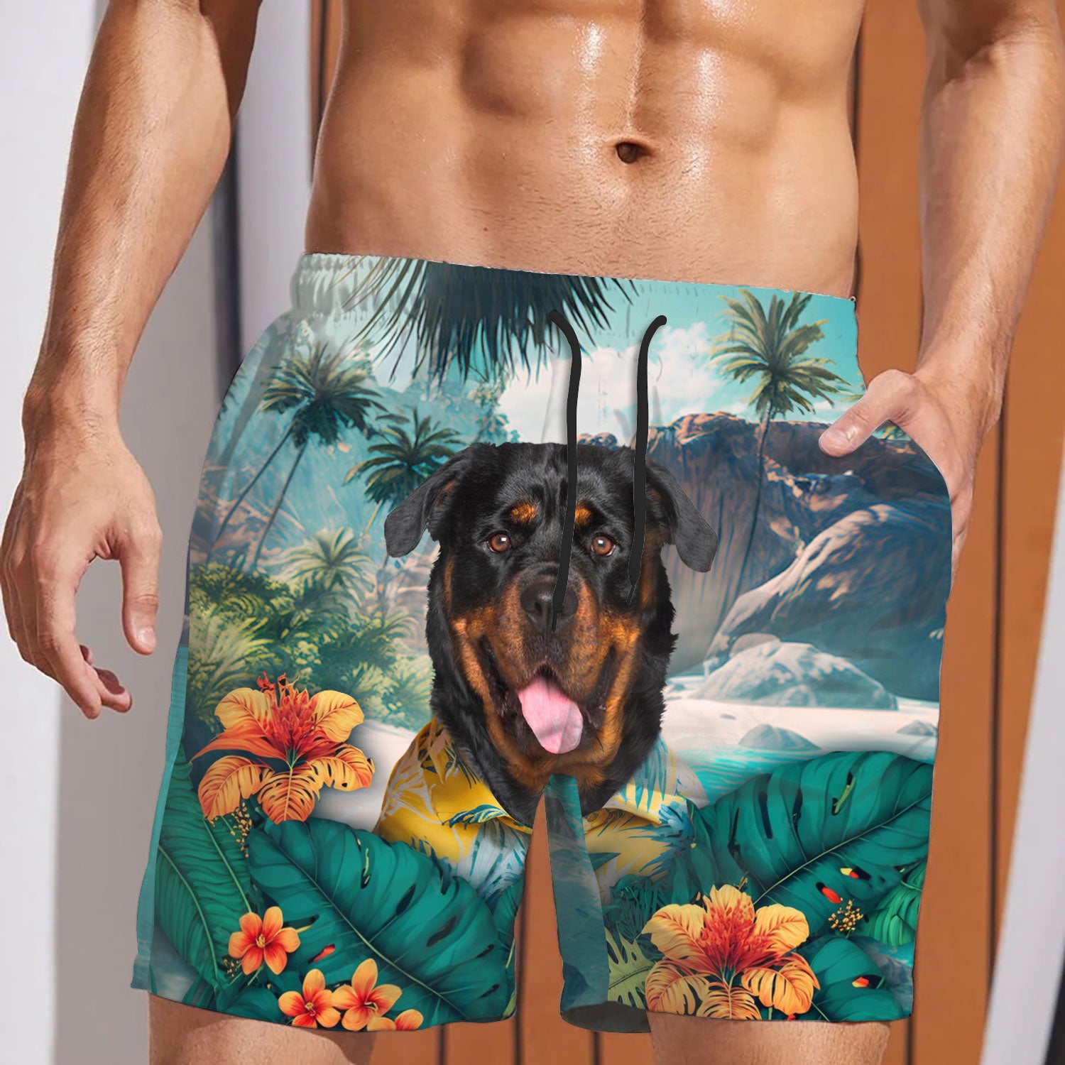 Rottweiler - 3D Men's Beach Short