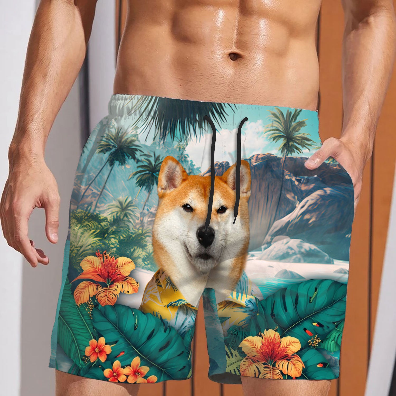 Shiba Inu - 3D Men's Beach Short