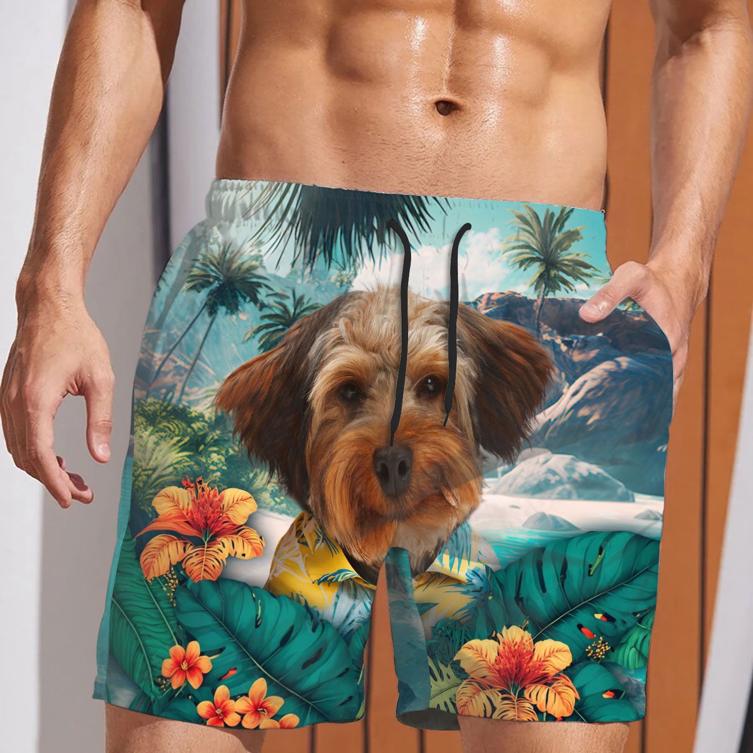 Shorkie - 3D Men's Beach Short