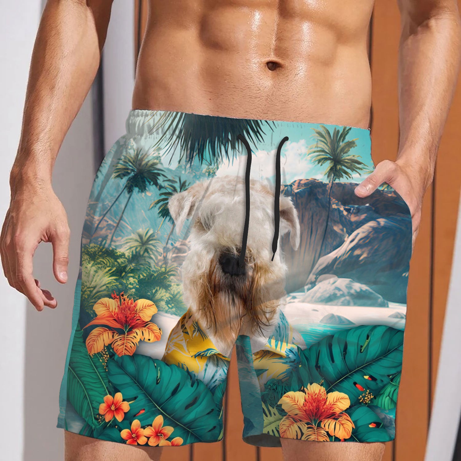 Soft-coated Wheaten Terrier - 3D Men's Beach Short