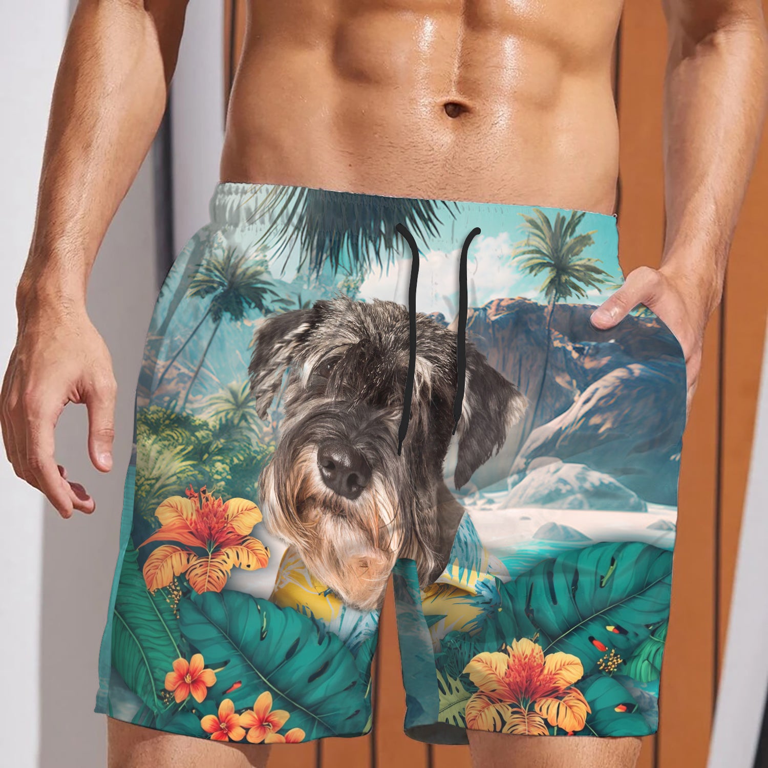 Standard Schnauzer - 3D Men's Beach Short