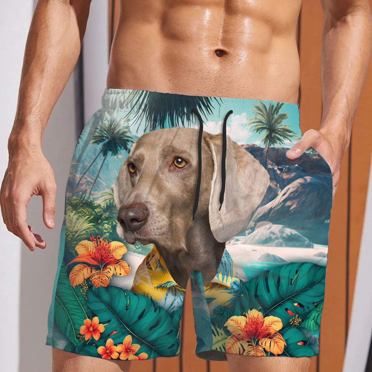 Weimaraner - 3D Men's Beach Short