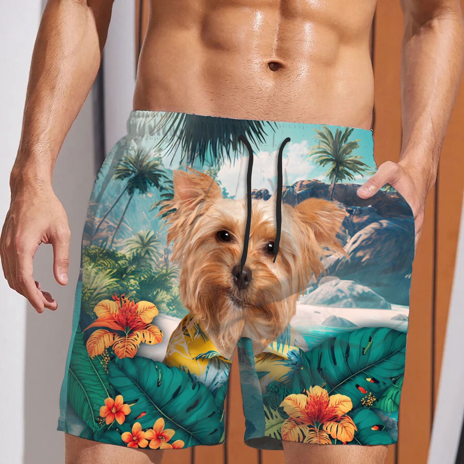 Yorkshire Terrier - 3D Men's Beach Short