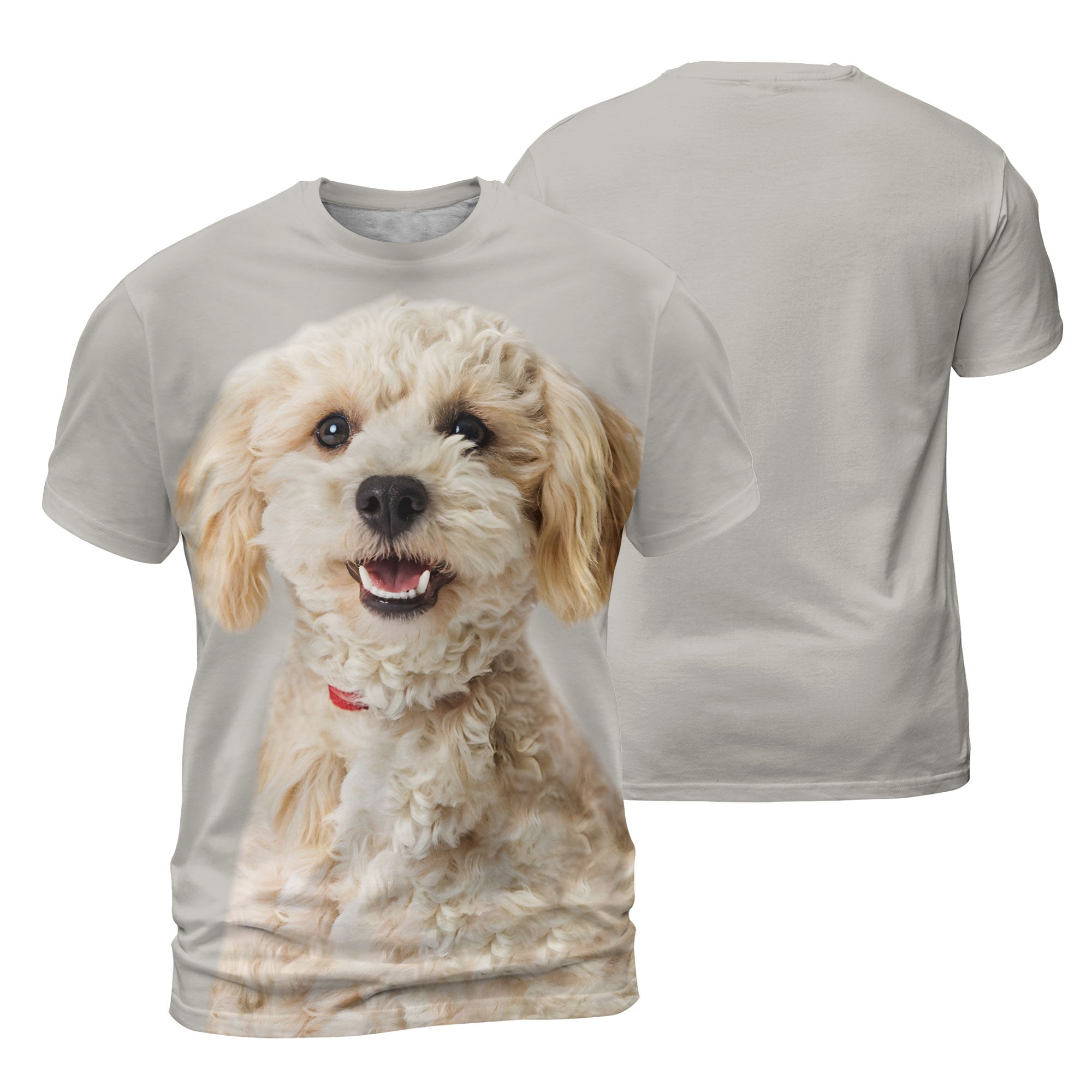 White Mixed Breed Poodle Smile - 3D Graphic T-Shirt