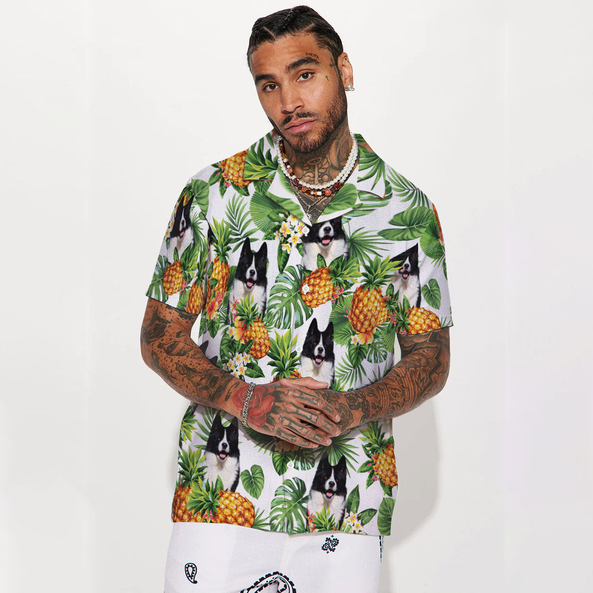 Karelian Bear Dog - Tropical Pattern Hawaiian Shirt