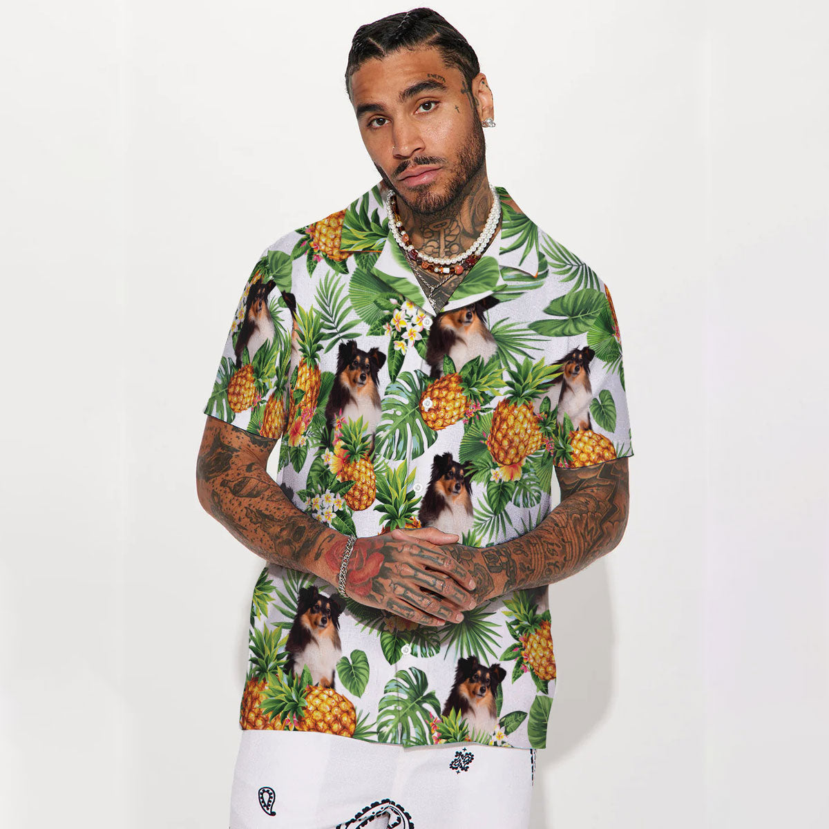 Shetland Sheepdog - Tropical Pattern Hawaiian Shirt